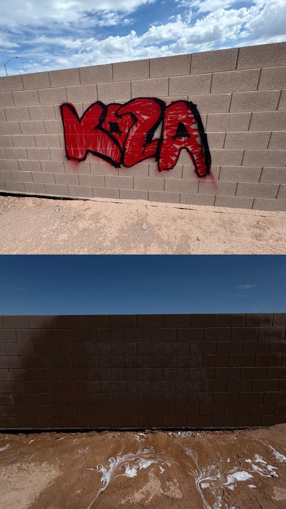 Commercial pressure washing graffiti removal