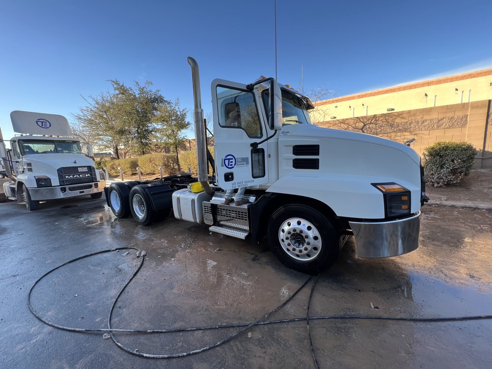 Mack truck being washed on-site fleet washing