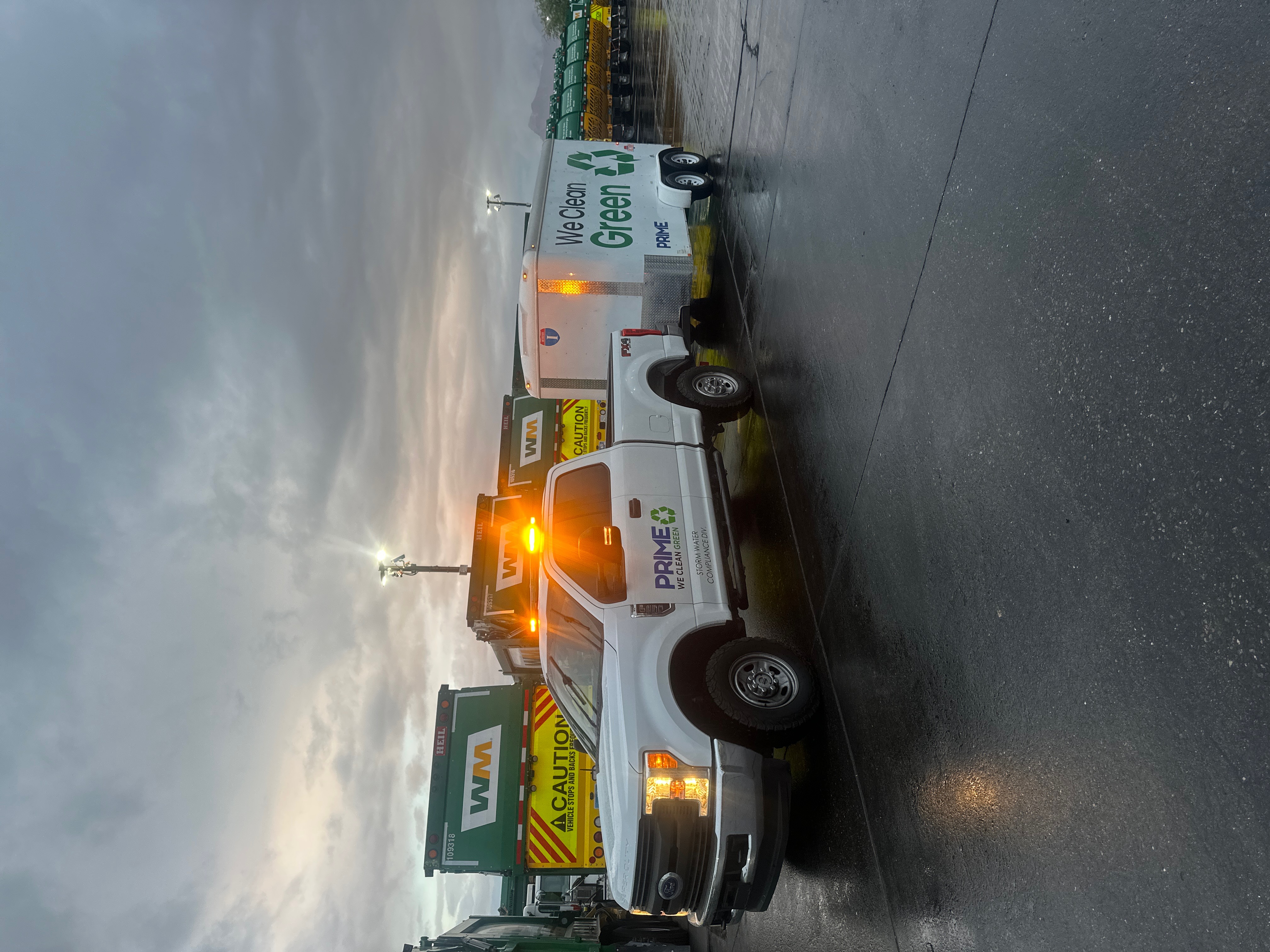 Prime Pressure Clean fleet washing truck at Waste Management yard Las Vegas