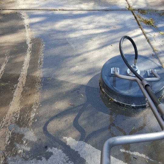 Parking lot pressure washing